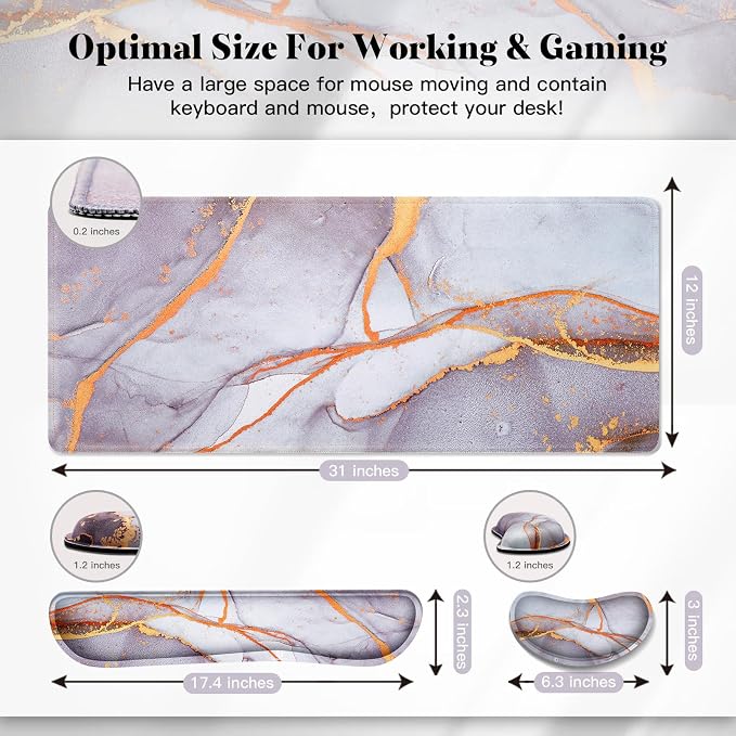Gimars 4 in 1 Mouse Pad and Keyboard Wrist Rest Set, Large Mouse Pad - Image 3