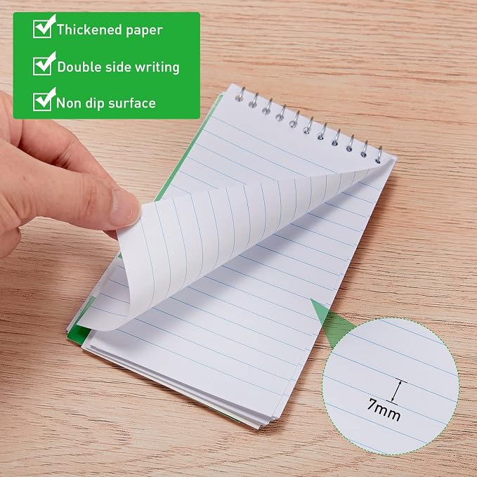 Thenshop 50 Pads Spiral Memo Pads Bulk 3 x 5 Inch Small Pocket Notepad Top - Image 4