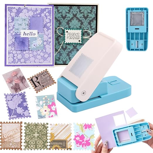 BAOFALI 2Pcs/Set Stamp Puncher 1.25x1.5 Inch & 1 Inch Square Postage Stamps - Image 3
