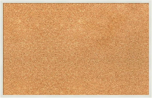 Amanti Art Natural Cork Board for Wall, 15x23 Vision Board with White Frame, Small Corkboard Office Decor for Home Organization, Modern Corkboard Pinboard to Display Items for Home Organization in-DeskLoop Office