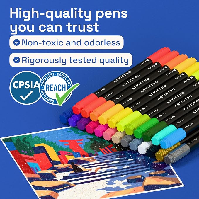 ARTISTRO 24 Precision Dual-Tip Acrylic Paint Markers – Paint Pens Set - Image 7