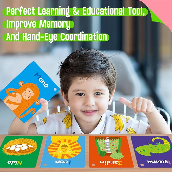51 PCS Spanish Baby Cognitive Flashcards, Double Sided Printed 7 in 1 Colorful - Image 6