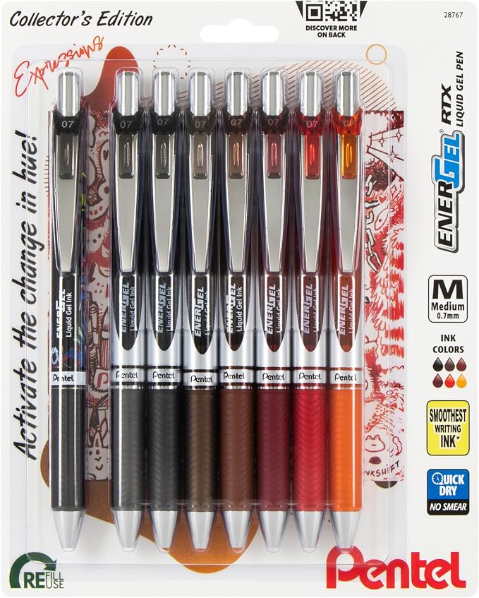 Pentel EnerGel RTX Retractable Liquid Gel Pen, Change Expressions Pack by PentelofAmerica