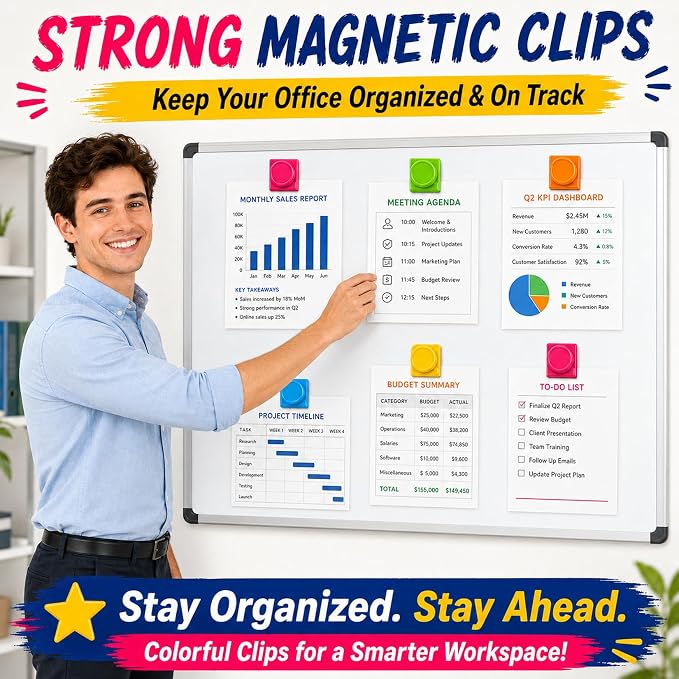 Grtard 24 Pack Colorful Magnetic Clip, Refrigerator Metal Magnets Clips - Image 3