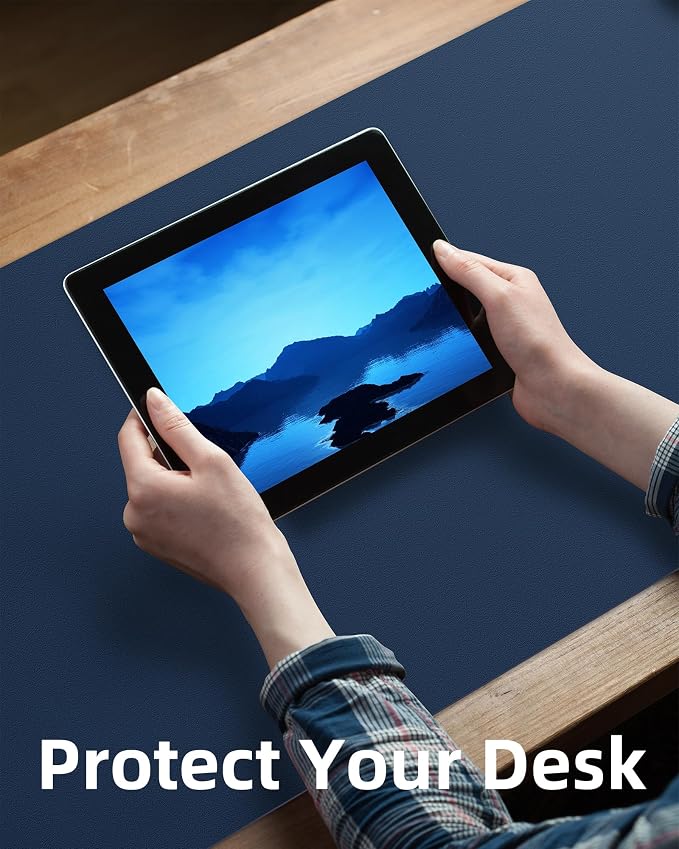 AFIING Leather Desk Pad Protector, Mouse Pad, Office Desk Mat, Non-Slip PU - Image 4