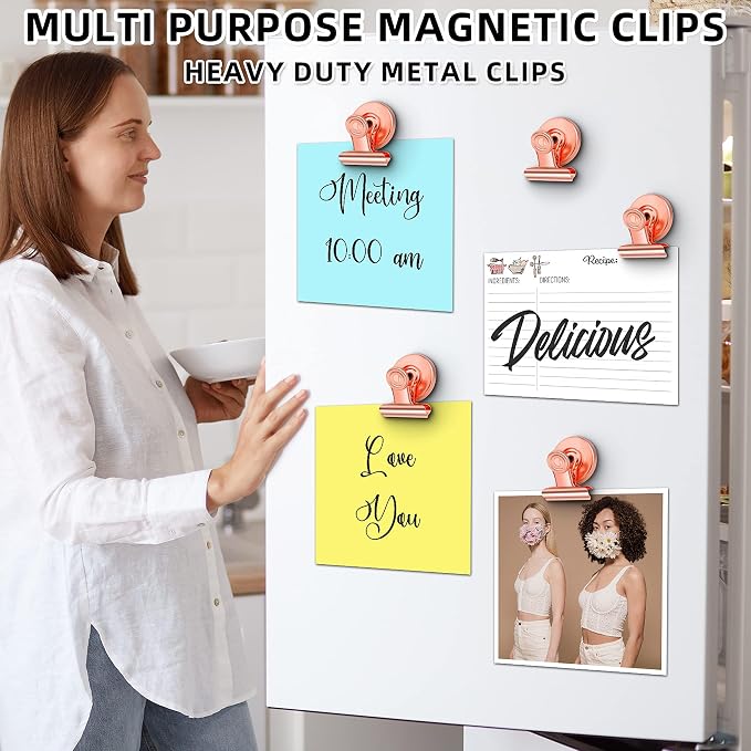 Grtard 24pack Rose Gold Magnetic Clips, Strong No-Scratch Refrigerator Magnets - Image 6