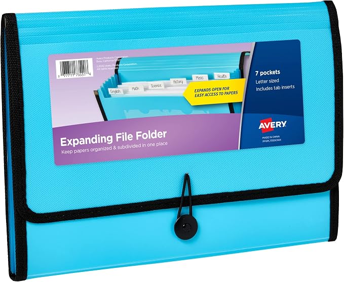 Avery Expanding File Folder Organizer, 7-Pocket Accordion File Organizer by Avery