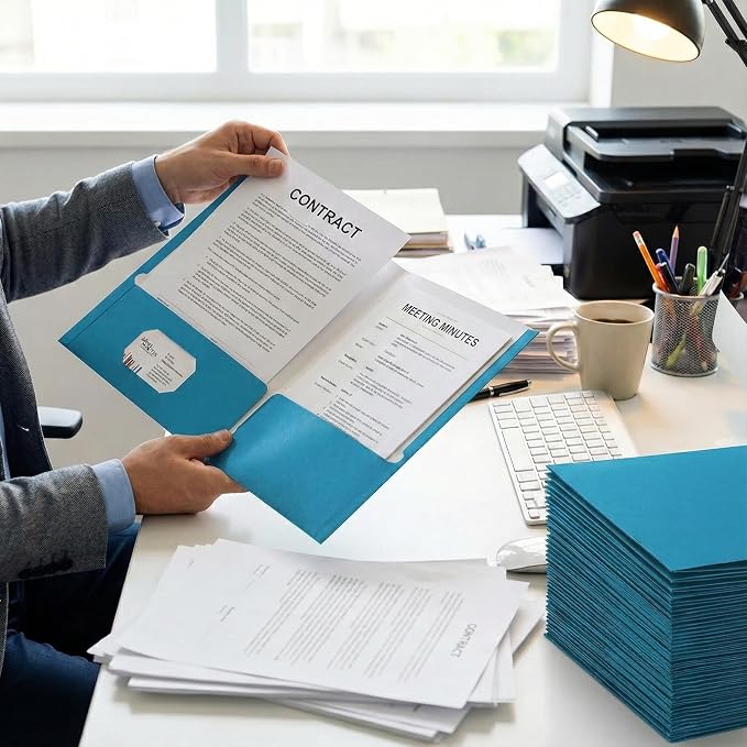 Zzrywuty File folders with Pockets, Light Blue Two folders - Image 6