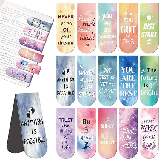 Kaluofan Larger Size 15PCS Inspirational Magnetic Bookmarks, Double Sided by Kaluofan