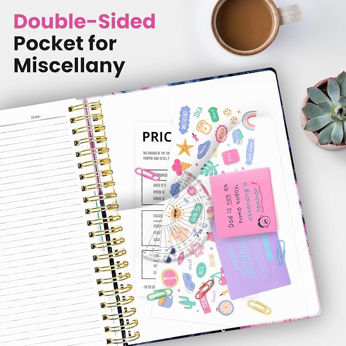 Large Lined Spiral Journal for Women Cute Hardcover 5 Subject Notebook for Work - Image 6