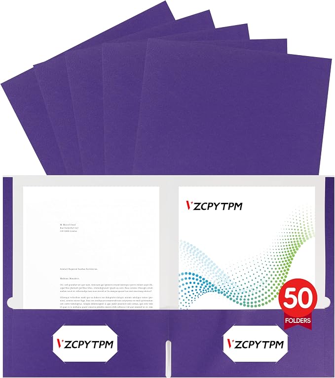 VZCPYTPM 50 Pack Purple Folders by OfficeSuppliesDirect