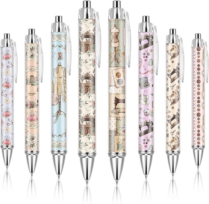 Ireer 8 Pcs Ballpoint Pens for Women 1.00 mm Cute Black Ink Pens Fine Point by Ireer
