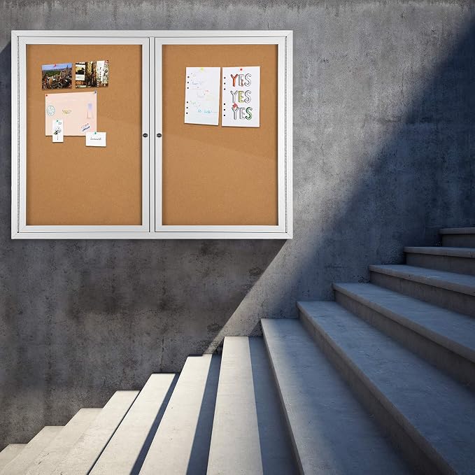 INNOVART Enclosed Bulletin Board 48”x36”, Lockable Cork Noticeboard - Image 9