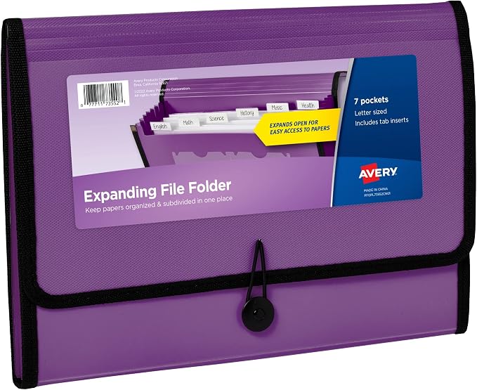 Avery Expanding File Folder Organizer, 7-Pocket Accordion File Organizer by Avery