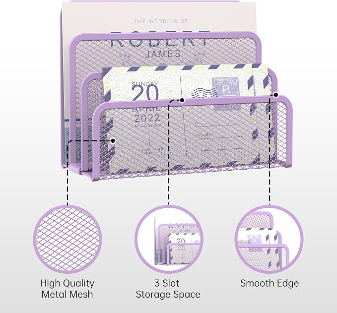 SUPEASY Mail Organizer for Desk, Mesh Metal Mail Holder Countertop - Image 4