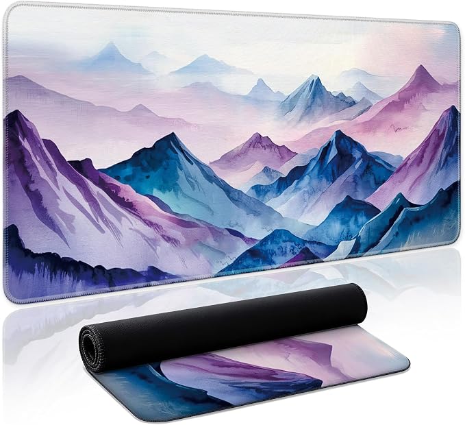 Aesthetic Desk Mat, Cute Distant Peaks Desk Pad Protector by Zotia