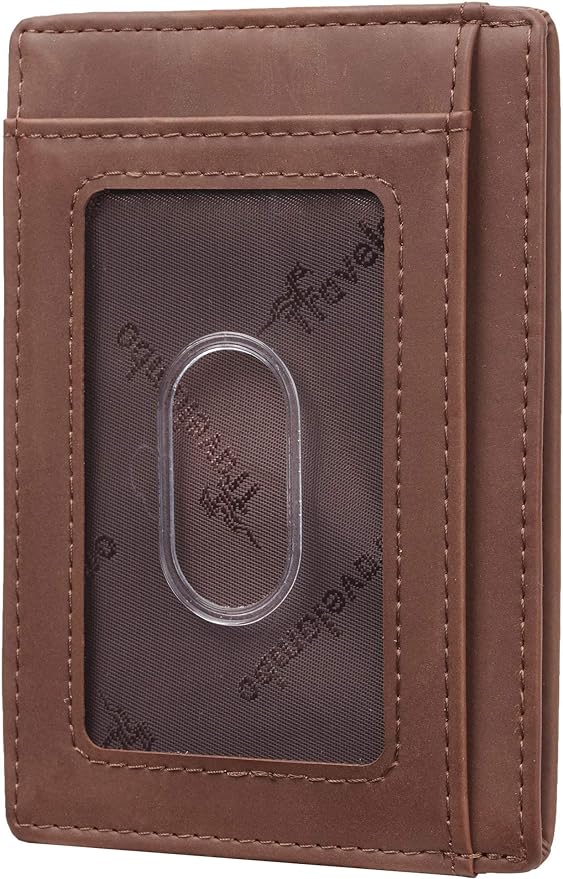 Travelambo Slim Wallet Front Pocket Minimalist Leather RFID Blocking Medium Size - Image 3