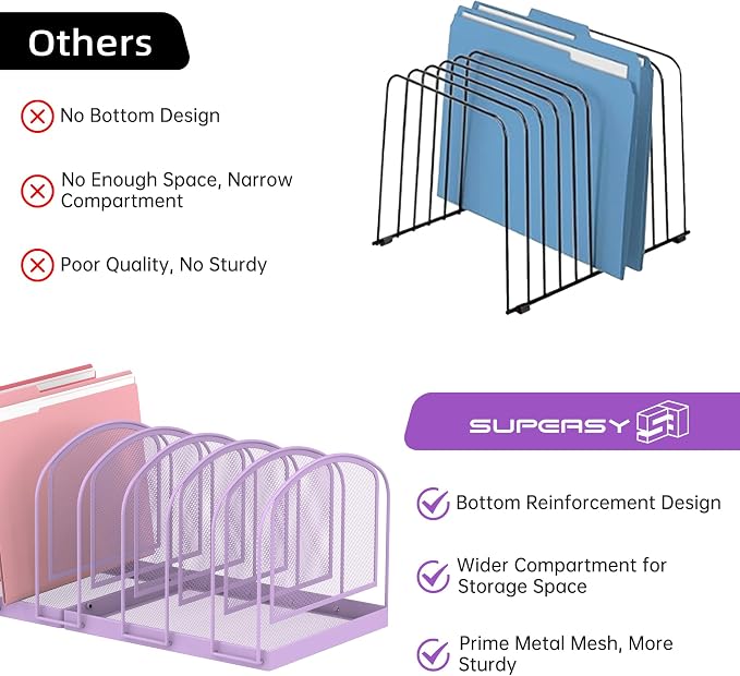 SUPEASY File Organizer 9-Section Mesh Desk Organizer, Upright File Organizer - Image 2