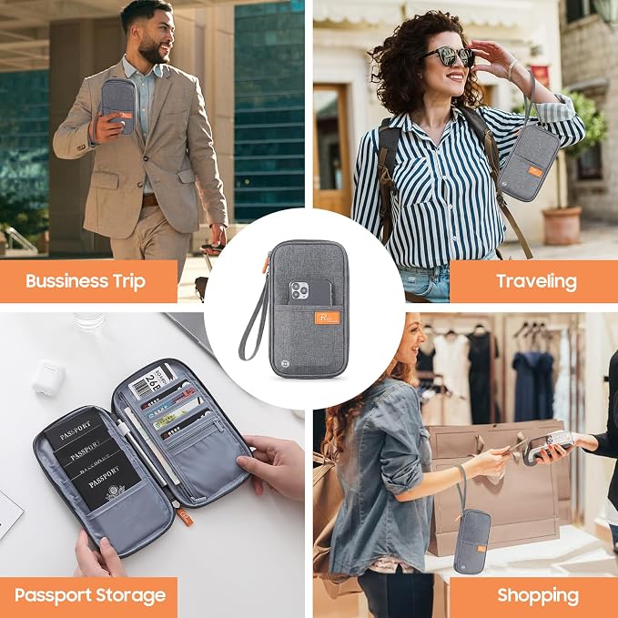 Family Passport Holder Organizer, RFID Blocking Travel Document Case, - Image 6