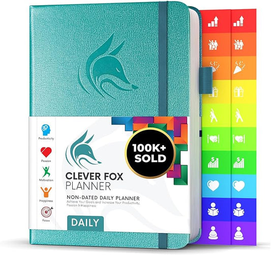 Clever Fox Daily Planner – Undated Planning Notebook with Hourly Schedule & To-Do List – Personal Day Task & Work Organizer, 6 Months (Aquamarine)-DeskLoop Office
