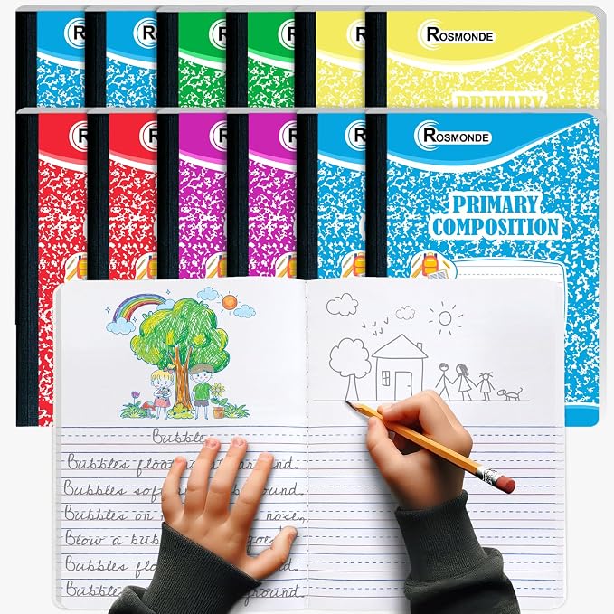 Rosmonde 12 Pack Primary Composition Notebook, 200 Pages, Drawing and Writing by Rosmonde