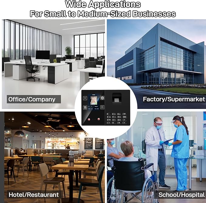 KUIIYER 4 in 1 Employee Time Clocks for Small Business (Face + Fingerprint + Palm Print + PIN) Employee Clock in & Out Machine Attendance Punch Clock-DeskLoop Office