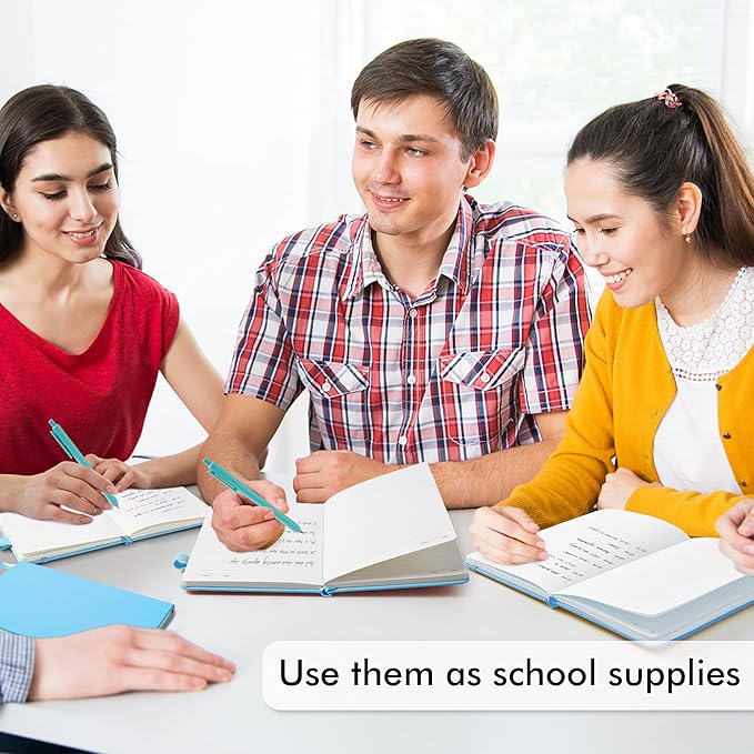 feela 5 Pack Notebooks Journals Bulk, Hardcover Classic Ruled Lined Journals with Pen Holder for Women Girls School Business Supplies, with 5 Black Pens, 120 GSM, 5.1”x8.3”, A5, Blue-DeskLoop Office