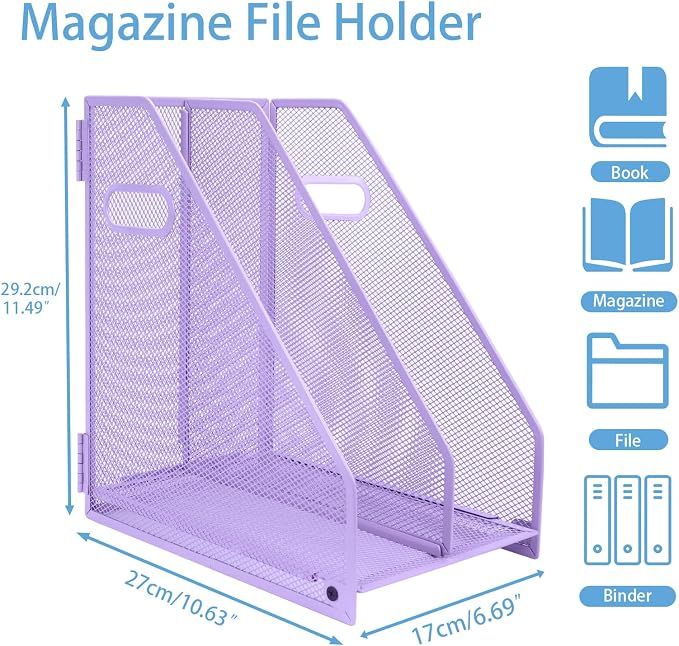Desk Organizers, Metal Magazine File Holder - Image 2