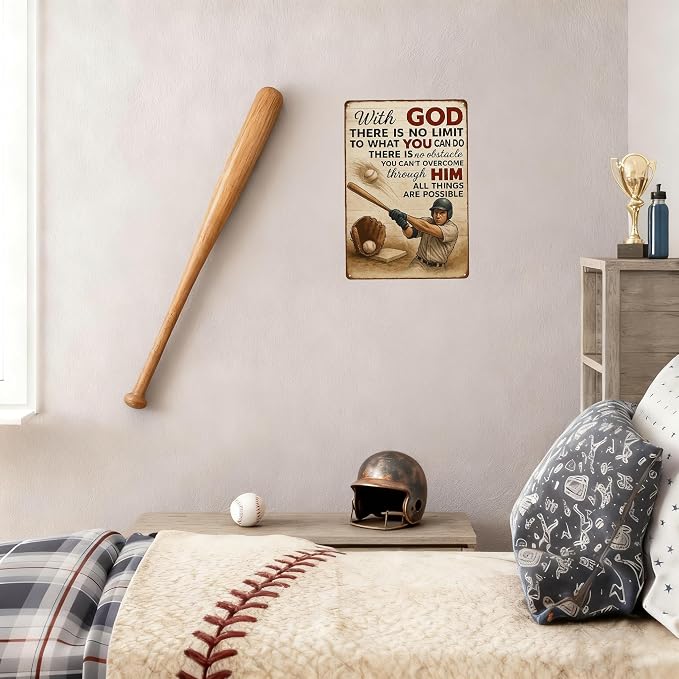 Vintage Christian Baseball Metal Sign – Inspirational Sports Wall Art - Image 8