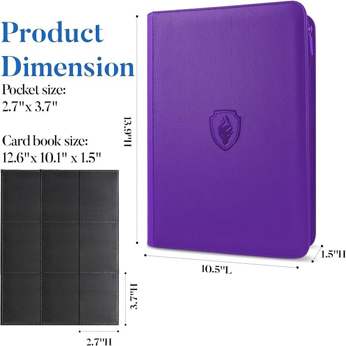Premium Zip Card Binder, Fabmaker 9 Pocket Trading Card Binder, PU Cover Zipper - Image 6