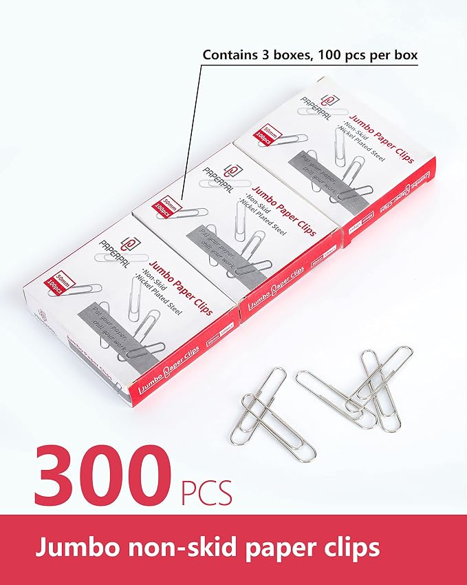 PAPERPAL Paperclips for Office School & Personal Use, Jumbo Nonskid Paper Clip - Image 3