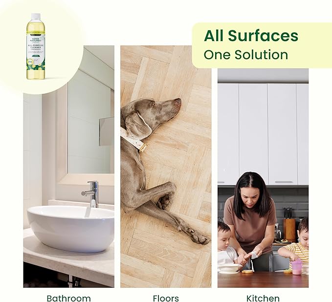 Good Natured Brand All-Purpose Cleaner Concentrate | Multi-Surface Cleaner | Natural Lemon Essential Oil | Multipurpose Cleaner Concentrate All Surfaces | Lemon Love | 16oz makes 256oz-DeskLoop Office