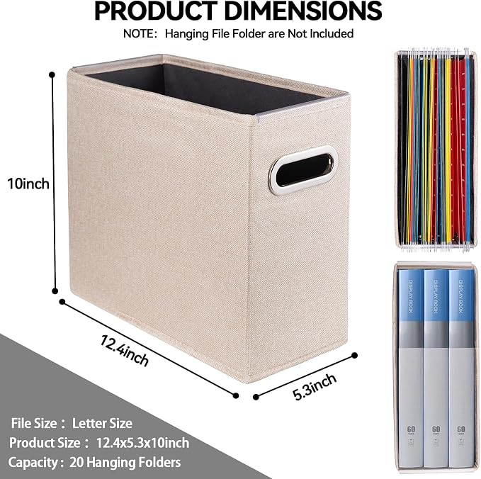 8 Pack Letter Size File Storage Box Collapsible，Fabric Hanging File Folders - Image 2