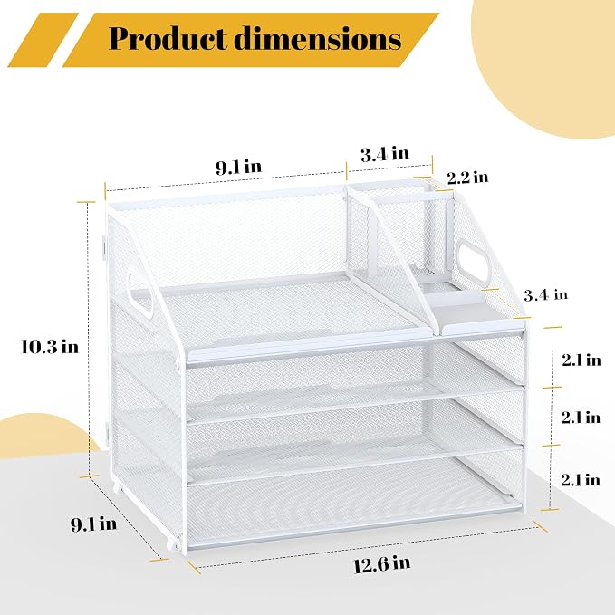 Letter Tray Paper, 4 Tier Desk Organizer - Image 2
