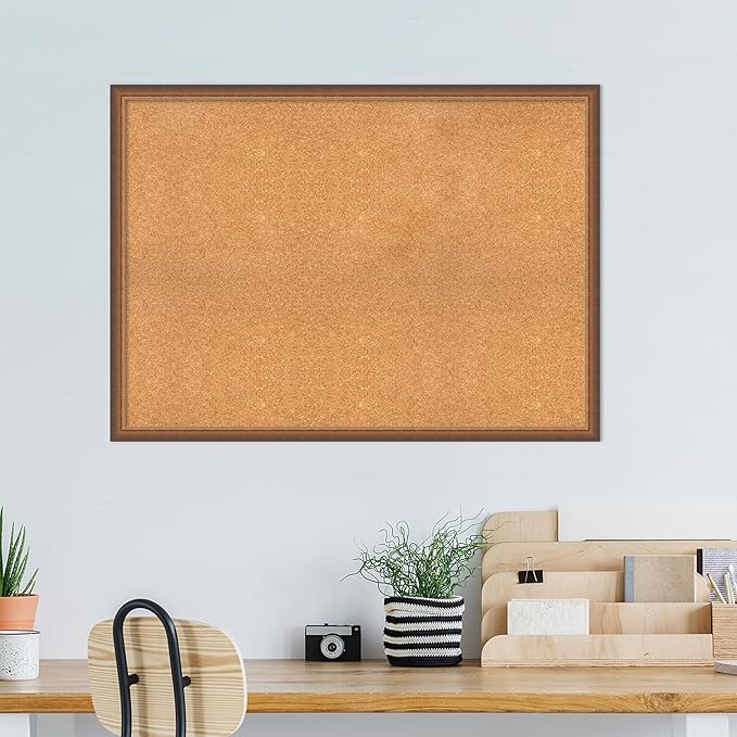 Amanti Art Natural Cork Board for Wall, 32x44 Vision Board with Bronze Frame, Oversize Corkboard Office Decor for Home Organization, Modern Corkboard Pinboard to Display Items for Home Organization-DeskLoop Office
