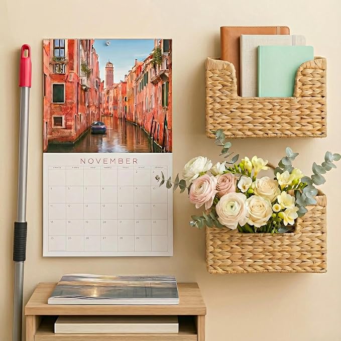 Magazine Holder Wall Basket Water Hyacinth Woven Mail Organizer, Wicker Wall - Image 3