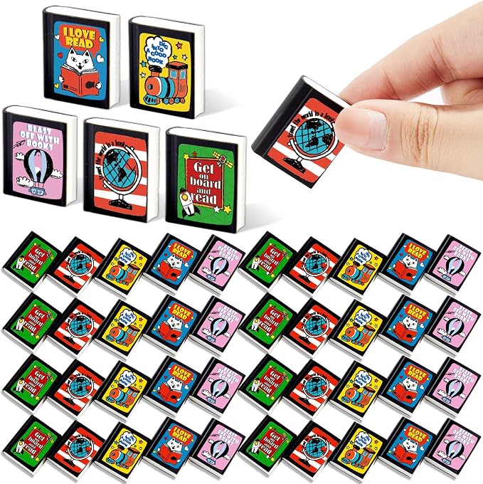 party greeting 100Pcs I Love to Read Pencil Erasers Fun Erasers Bulk by partygreeting