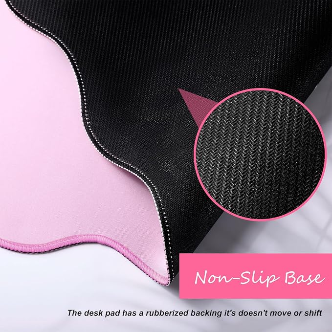 Hahafelt Scalloped Desk Mat Large Desk Pad Cute Coquette Table Mat Back to - Image 3
