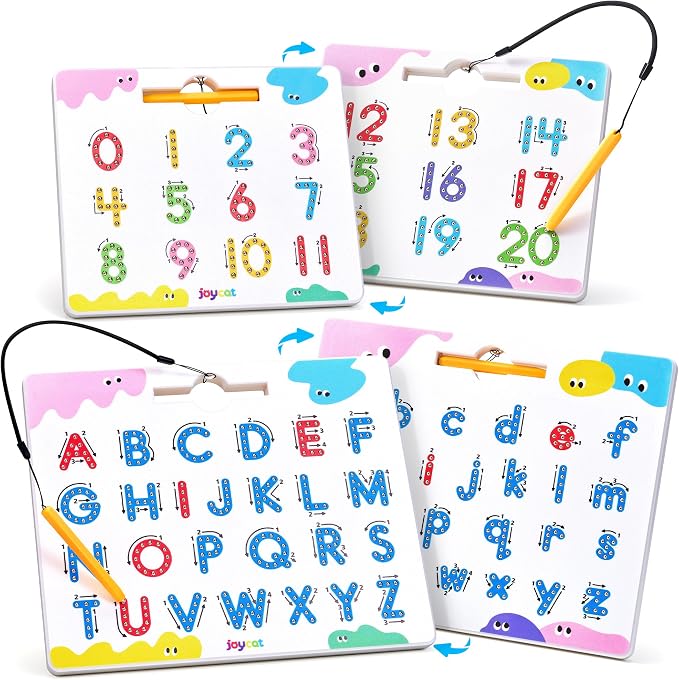 JoyCat Magnetic Letter and Number Tracing Board Set, Double Sided Alphabet & by JOYCAT