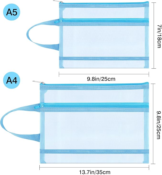 6 Pack Mesh Zipper Pouch Bags, Double Layer Nylon Pouch - Image 6