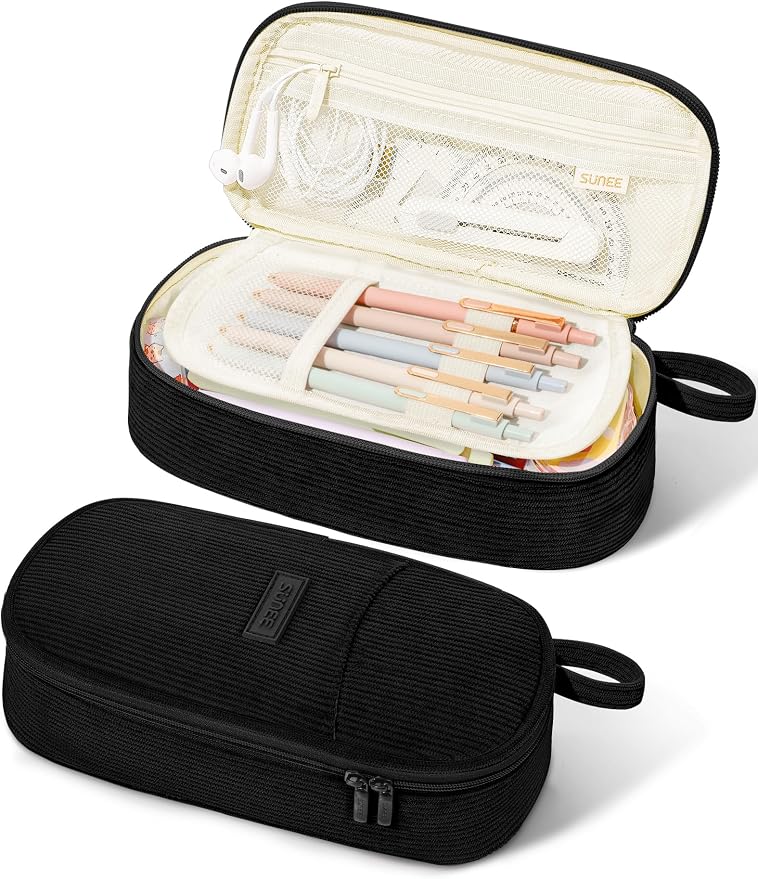 SUNEE Cute Pencil Case, Large Pencil Pouch, Soft Corduroy Aesthetic Big Pencil by SUNEE