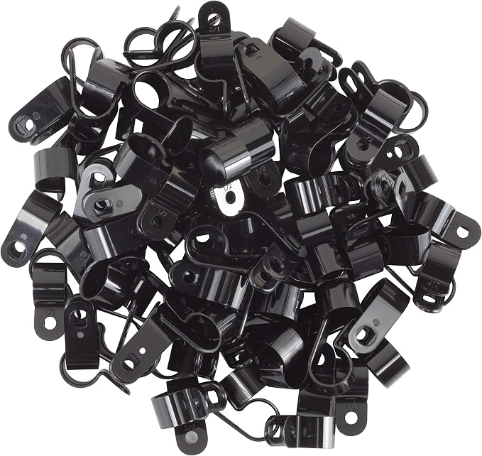 GTSE Black Nylon Plastic Cable Clamps, 1/2" Screw Mounts - Image 2