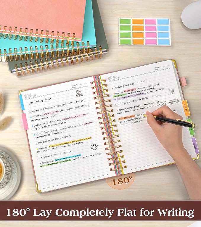 Spiral Notebook Journal with Removable Dividers Tabs, 300 Pages Hardcover - Image 6