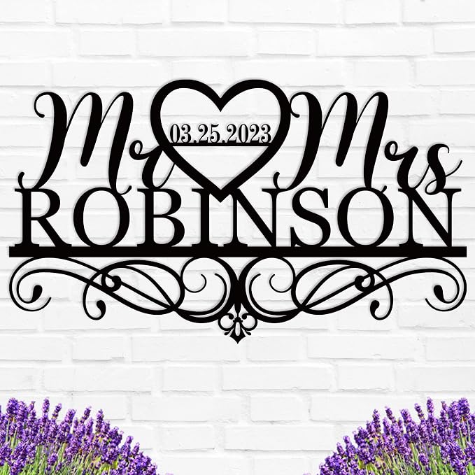 Personalized Anniversary Wedding Gift Custom Last Name Metal Sign Family Name by ENFODREAM