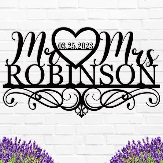 Personalized Anniversary Wedding Gift Custom Last Name Metal Sign Family Name by ENFODREAM
