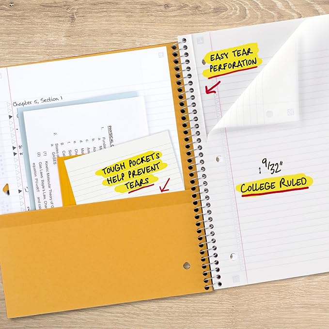 Five Star Spiral Notebook + Study App, 3 Subject, College Ruled Paper, Fights - Image 5