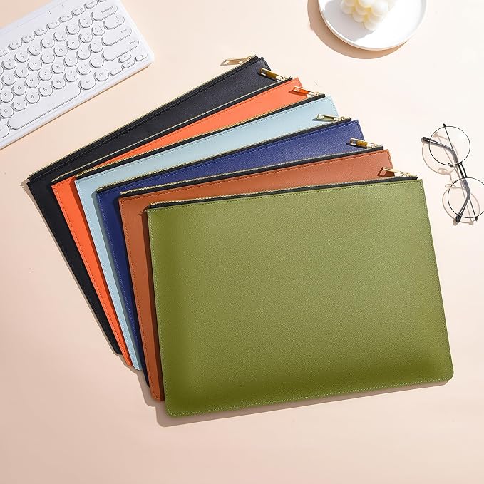 PU Leather A4 File Folder Zipper Document Holder Envelope Folder Case - Image 8