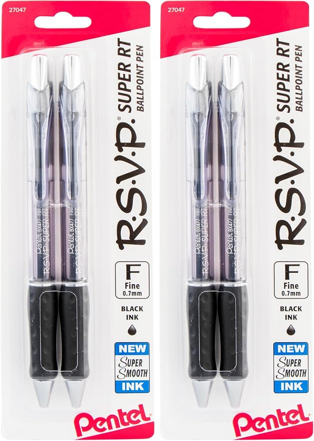 Pentel RSVP Super RT Ballpoint Pen, Fine Line, 2-Pk by PentelofAmerica