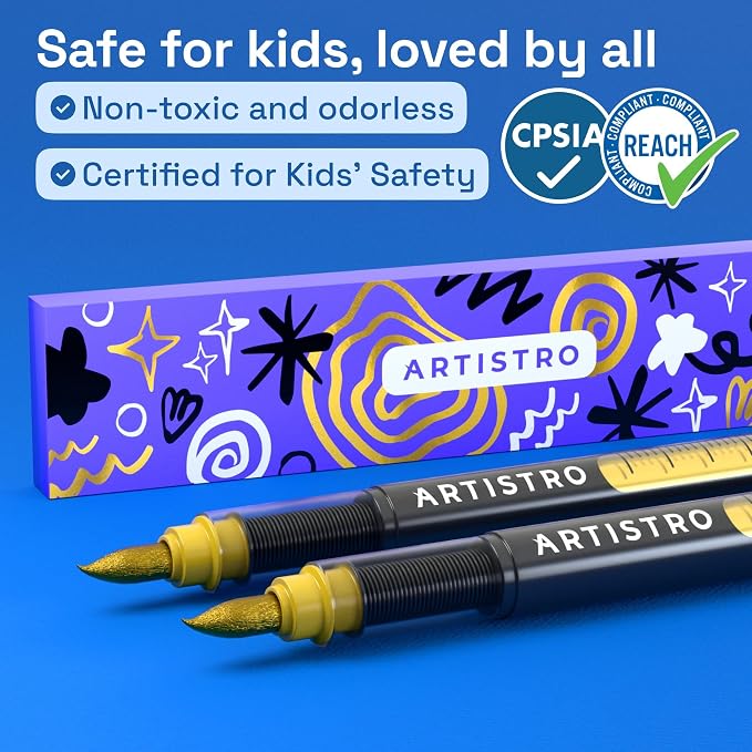 ARTISTRO 2 Gold Acrylic Paint Markers - Image 6