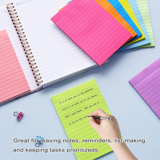 9 Pack Lined Sticky Notes 4x6 in Post Sticky Notes - Image 3